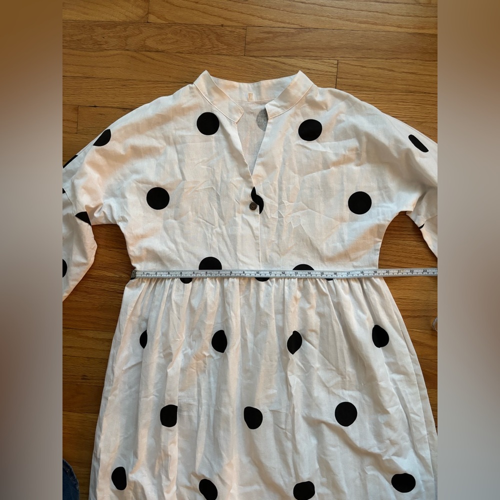 White Polka Dot Maxi Dress L - Picture 2 of 5